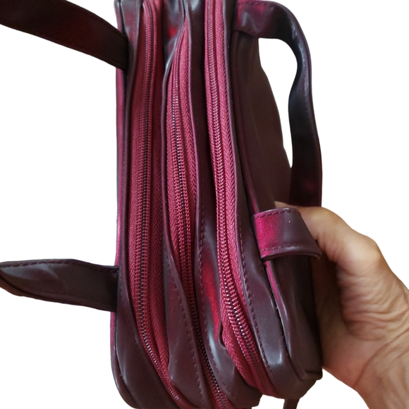 Avon Cosmetic Makeup Bag Travel Case Multi-Compartment Maroon Zipper Closures - Picture 6 of 14